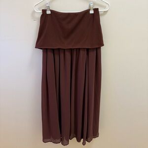 by Anthropologie Brown Strapless Maxi Skirt